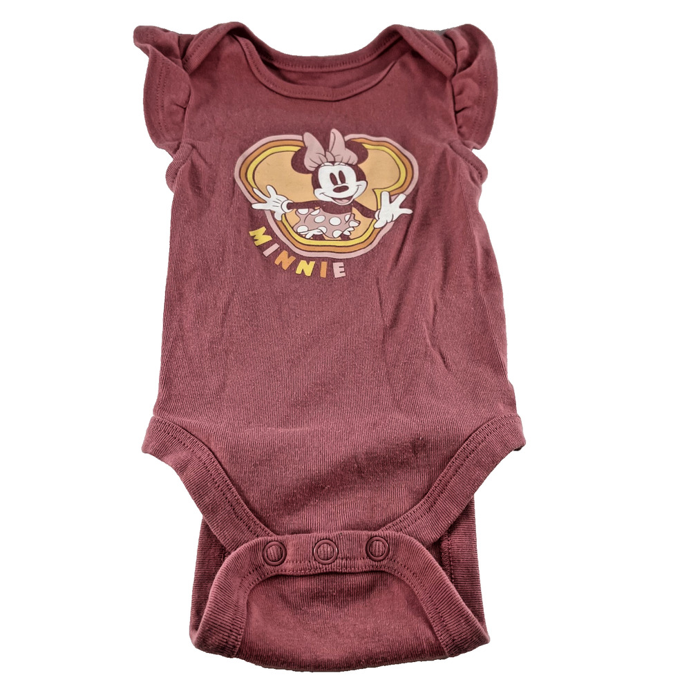Disney Baby Minnie Bodysuit 6M Pink Flutter Sleeve Onesie
